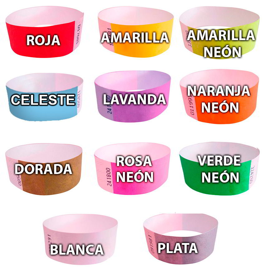 pulsera papel tyvek roja Pulseras Tyvek (Color único)